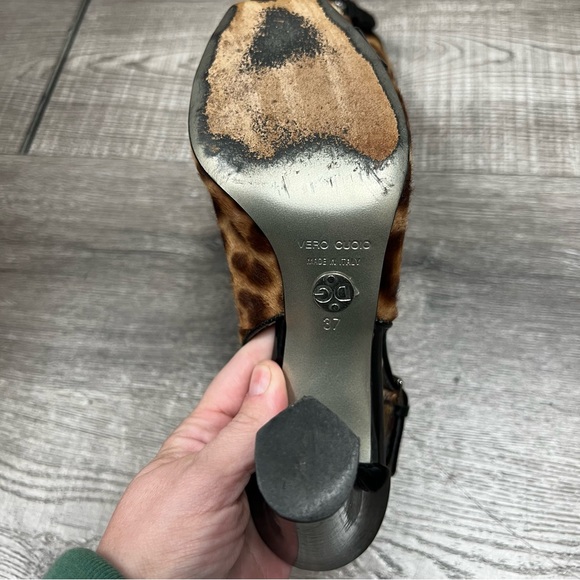 Vintage DOLCE & GABBANA Ponyhair Animal Print Slingback Peep Toe Pumps - Picture 9 of 10